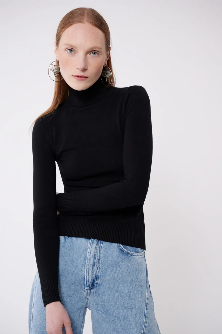 Coal Peachskin Long Sleeve Turtleneck