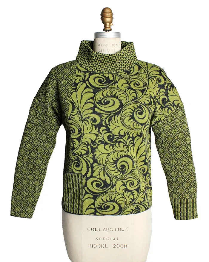 Collage Jacquard Baby Alpaca Mock Neck Pullover