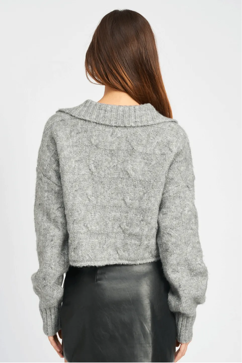 Collared Boxy Crop Sweater