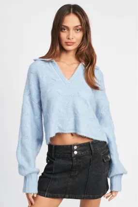 Collared Boxy Crop Sweater