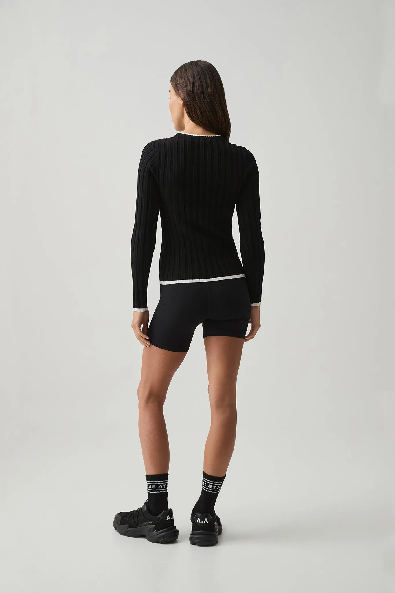 Contrast Long Sleeve Rib Knit Top 438