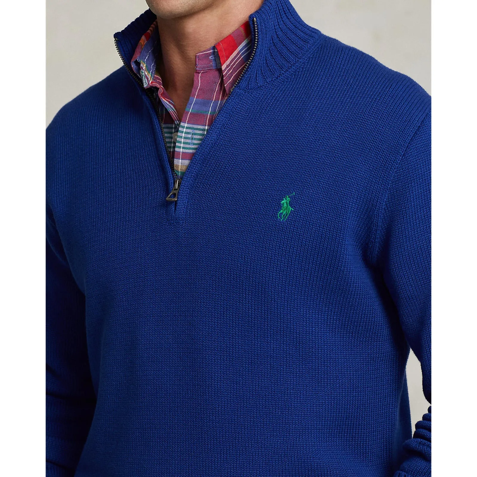 Cotton Quarter-Zip Sweater - Heritage Royal