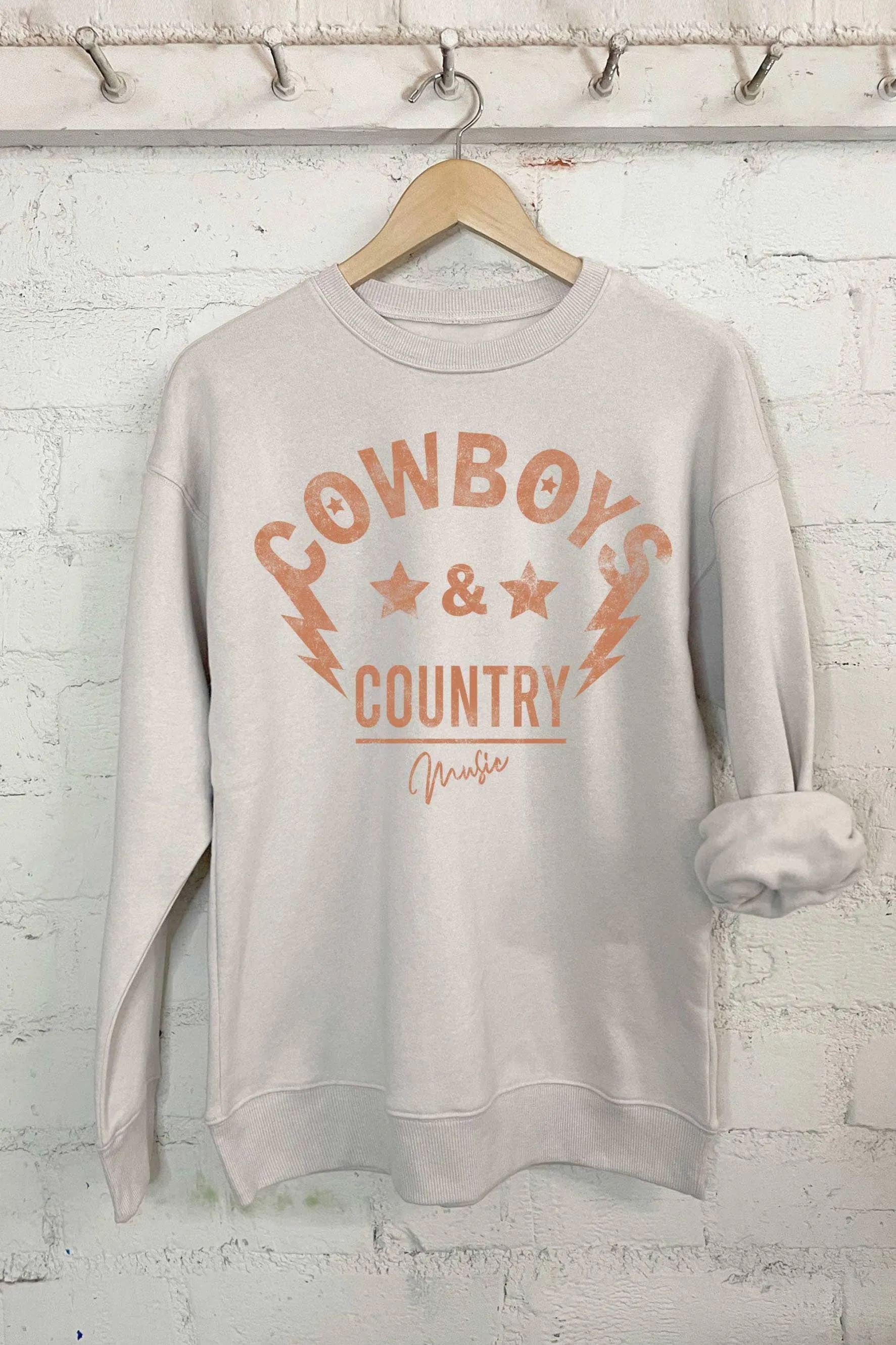 COWBOYS AND COUNTRY MUSIC STONE COLORED SWEATSHIRT