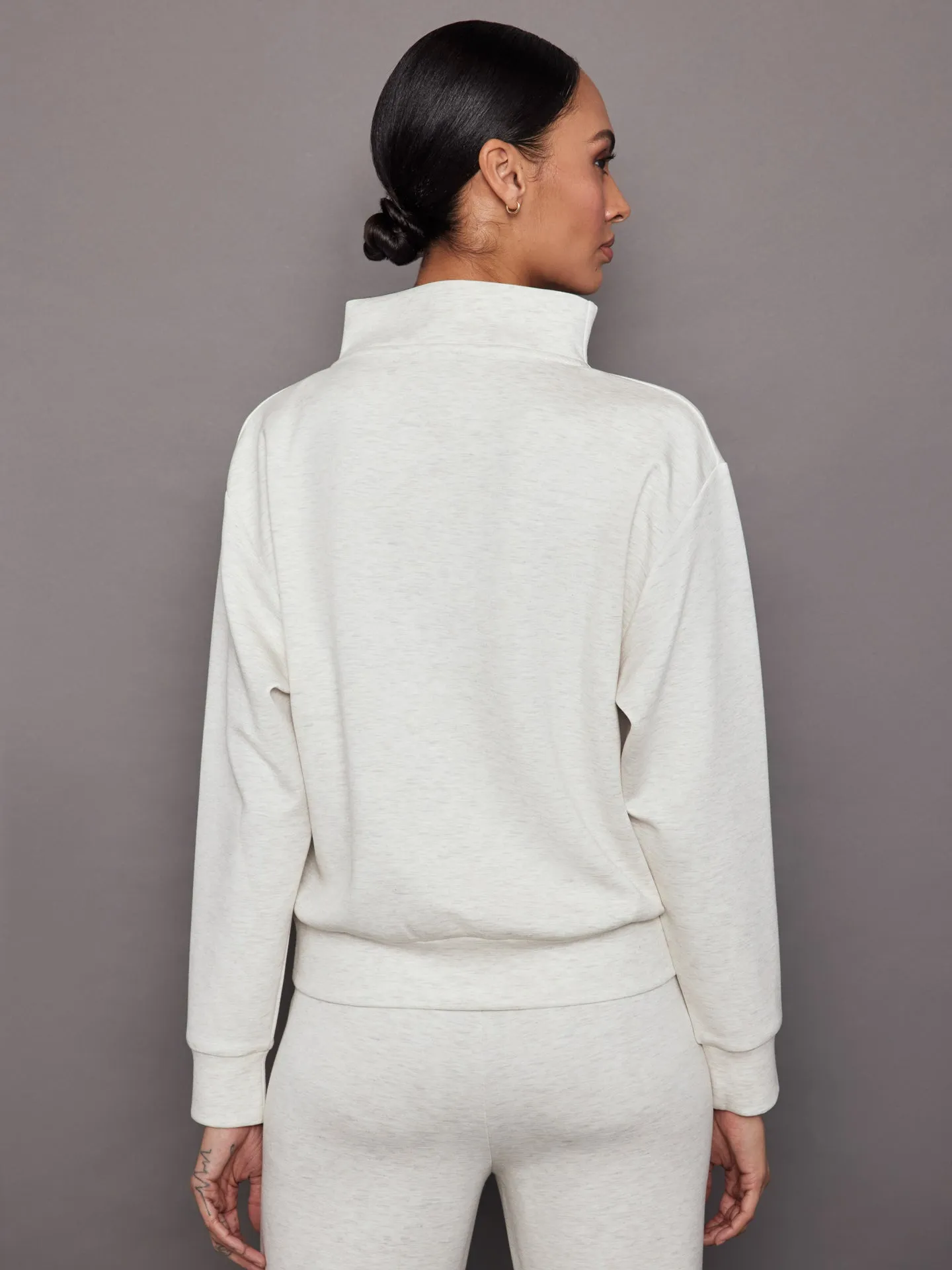 Cowl Neck Knit Sweatshirt - Moonbeam Heather