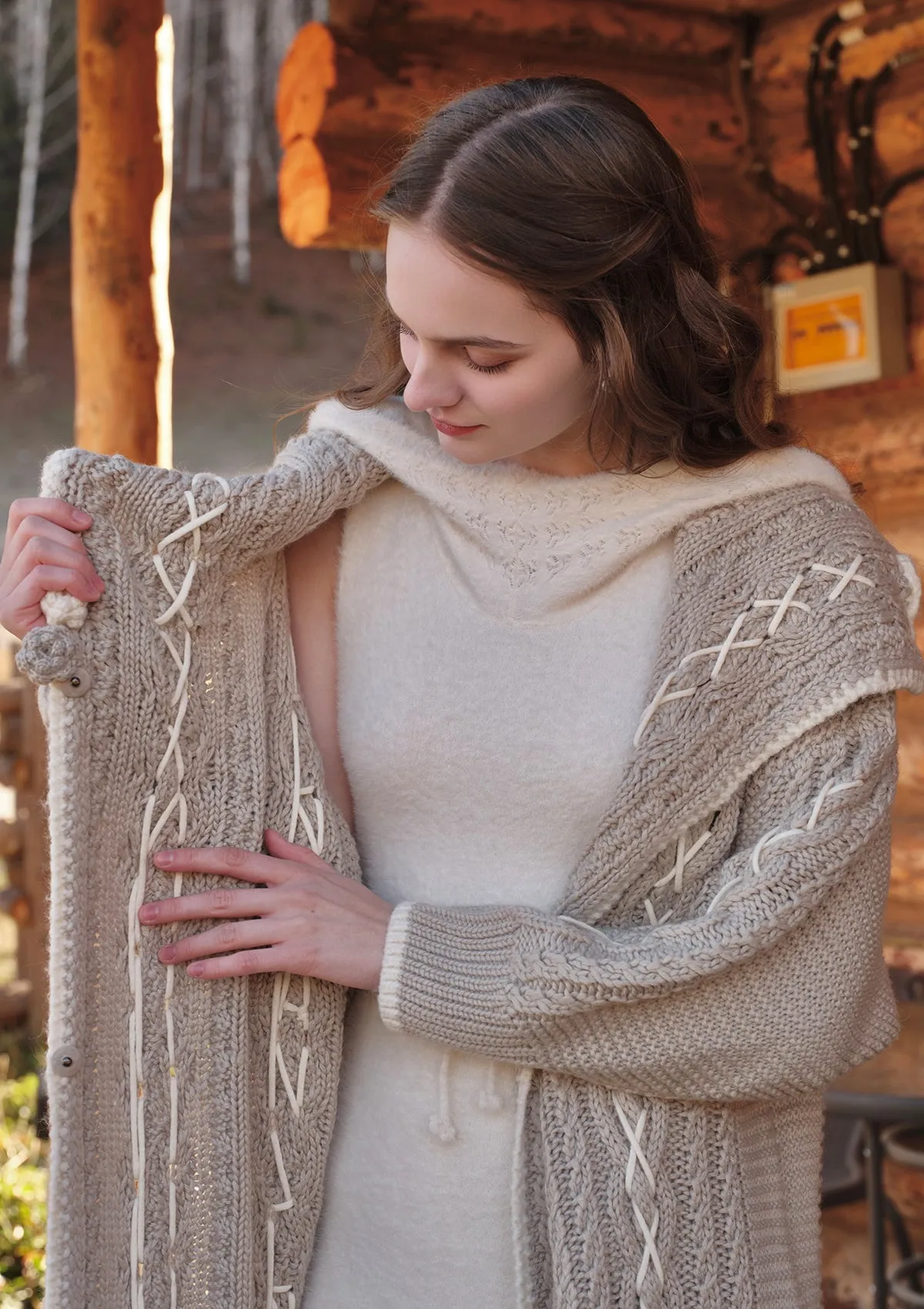 Creamy Mung Bean Knit Cardigan