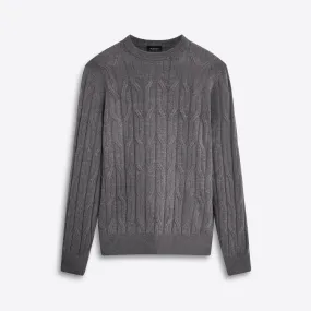 Crew Neck Cable Jacquard Sweater