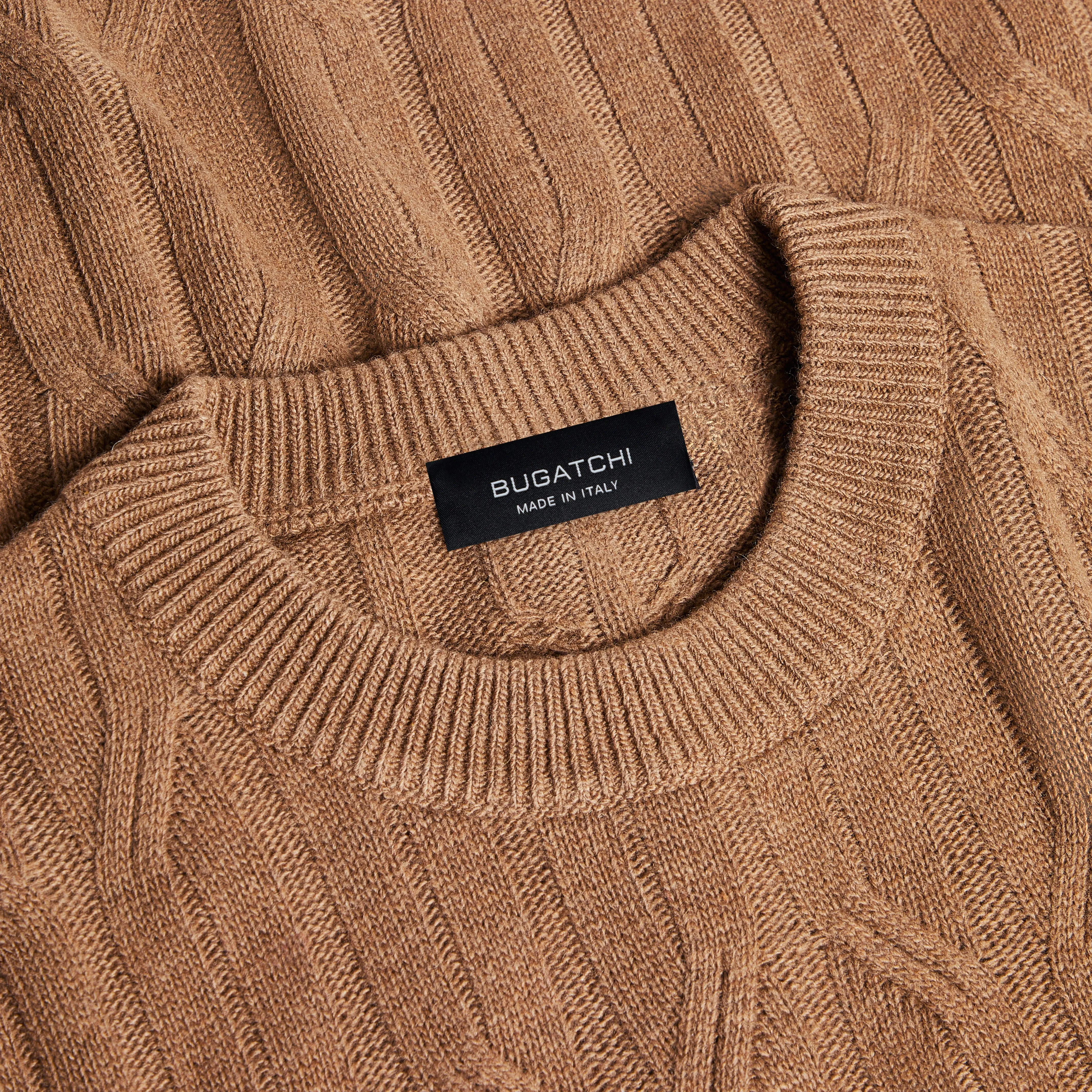 Crew Neck Cable Jacquard Sweater