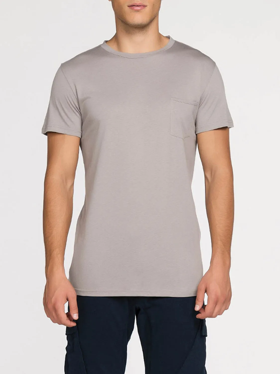 Crew Neck Modal-Blend Pocket T-shirt Greise