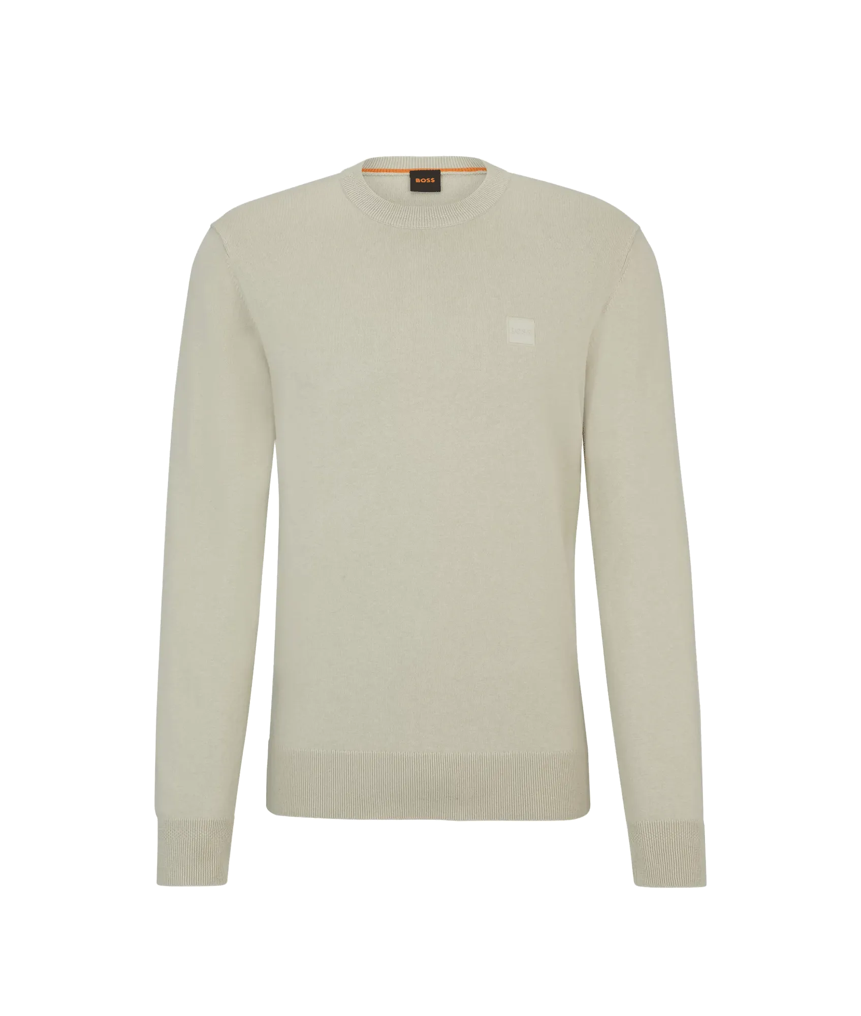 Crew-neck Sweater in Cotton and Cashmere With Logo - Beige