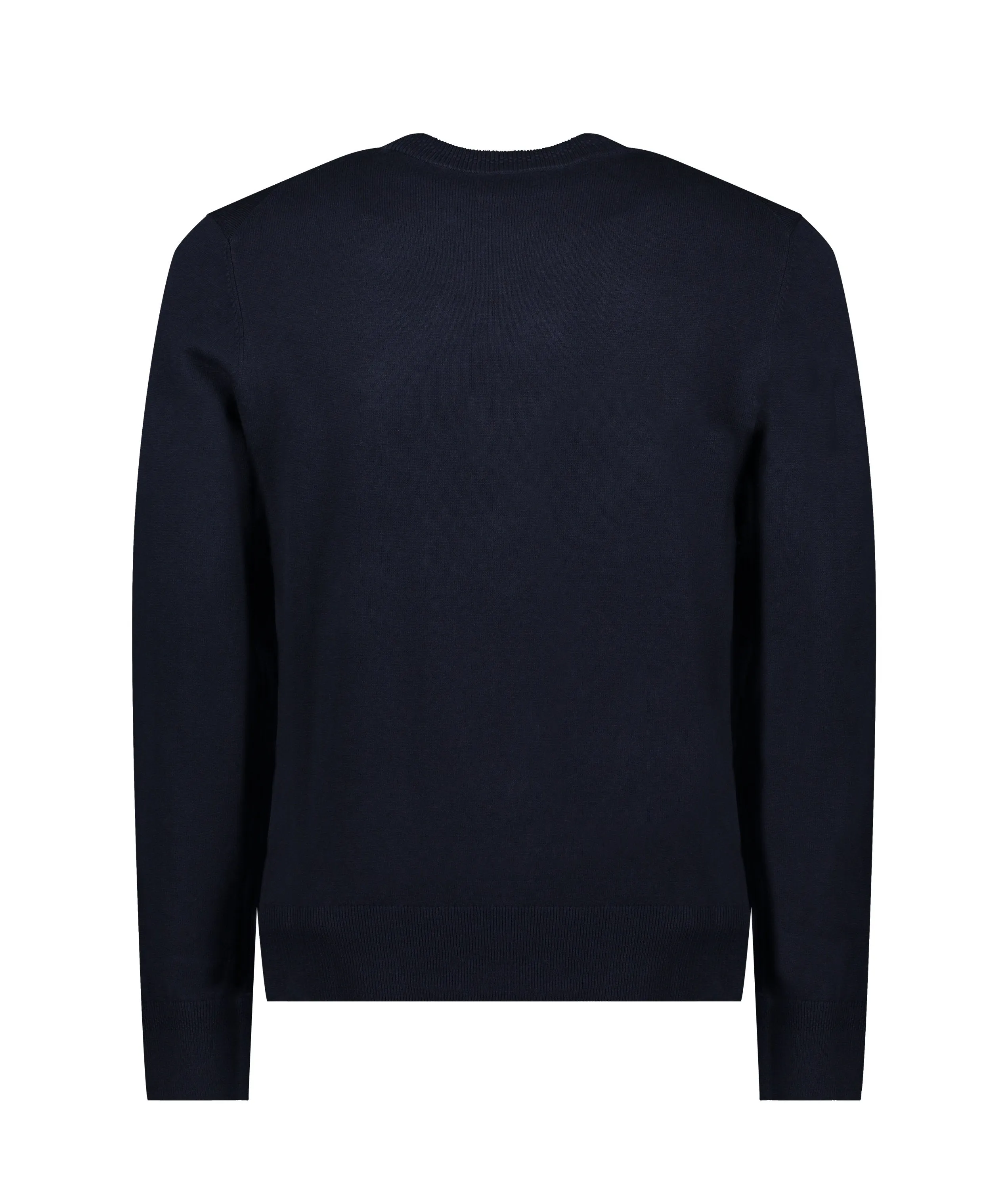 Crew-neck Sweater in Cotton and Cashmere With Logo - Navy