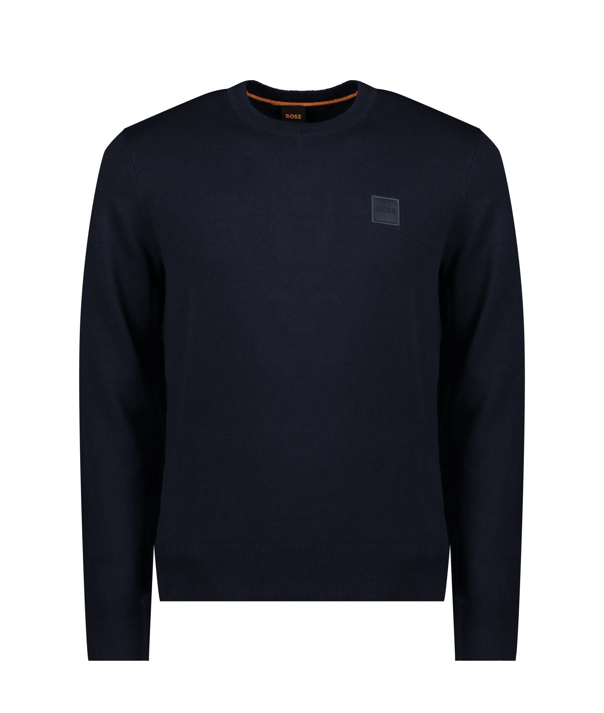 Crew-neck Sweater in Cotton and Cashmere With Logo - Navy