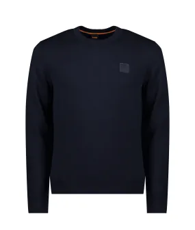 Crew-neck Sweater in Cotton and Cashmere With Logo - Navy