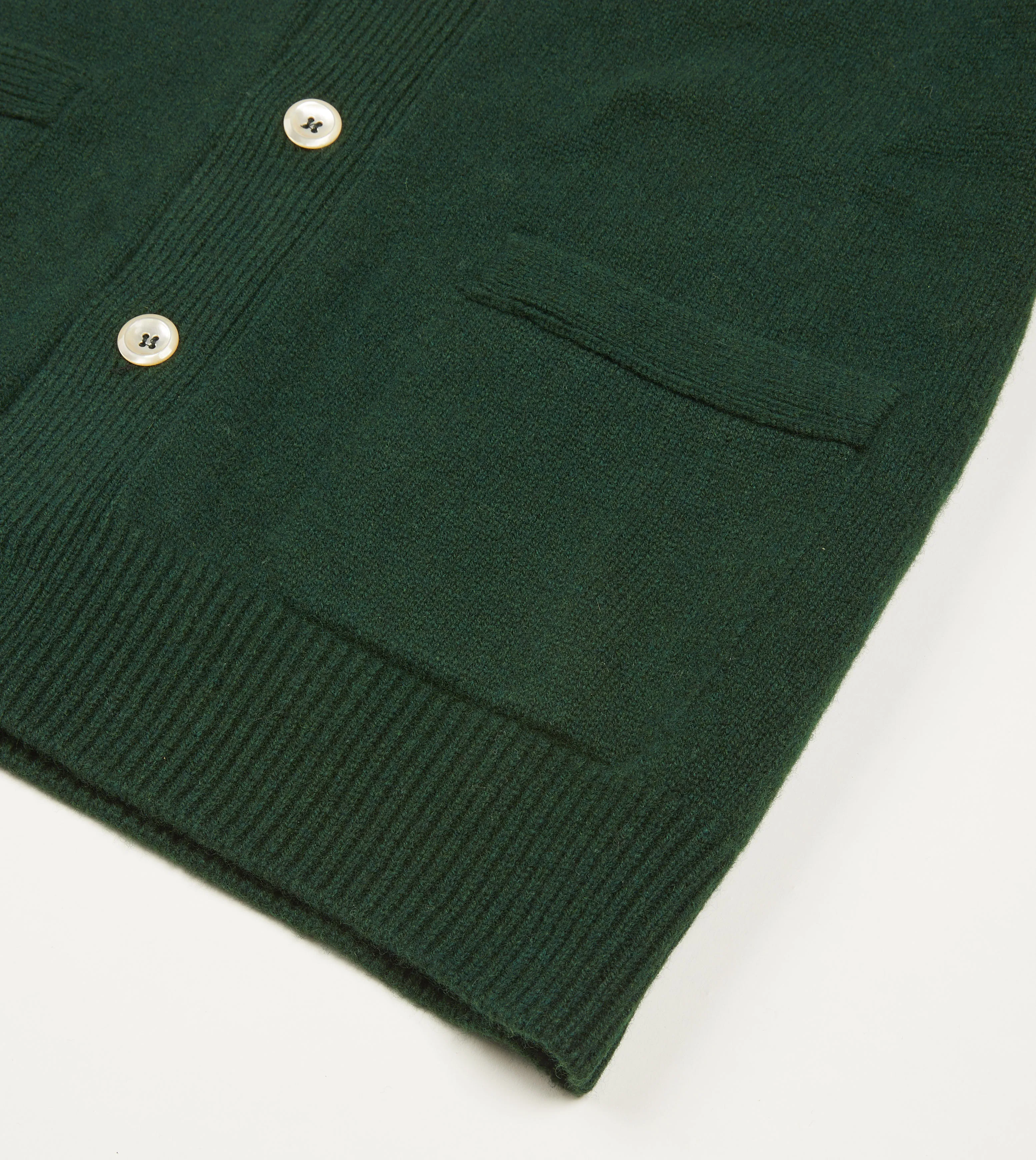 Dark Green Lambswool 6 Button Cardigan