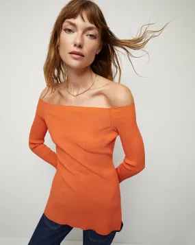 Derick Ribbed Off-Shoulder Pullover