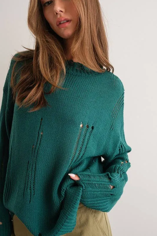 Distressed Knit Sweater