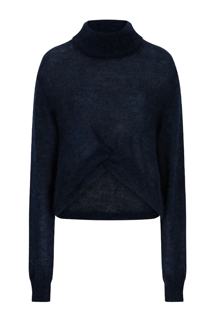 Draped Turtleneck Sweater | Midnight