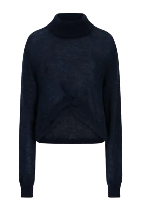 Draped Turtleneck Sweater | Midnight