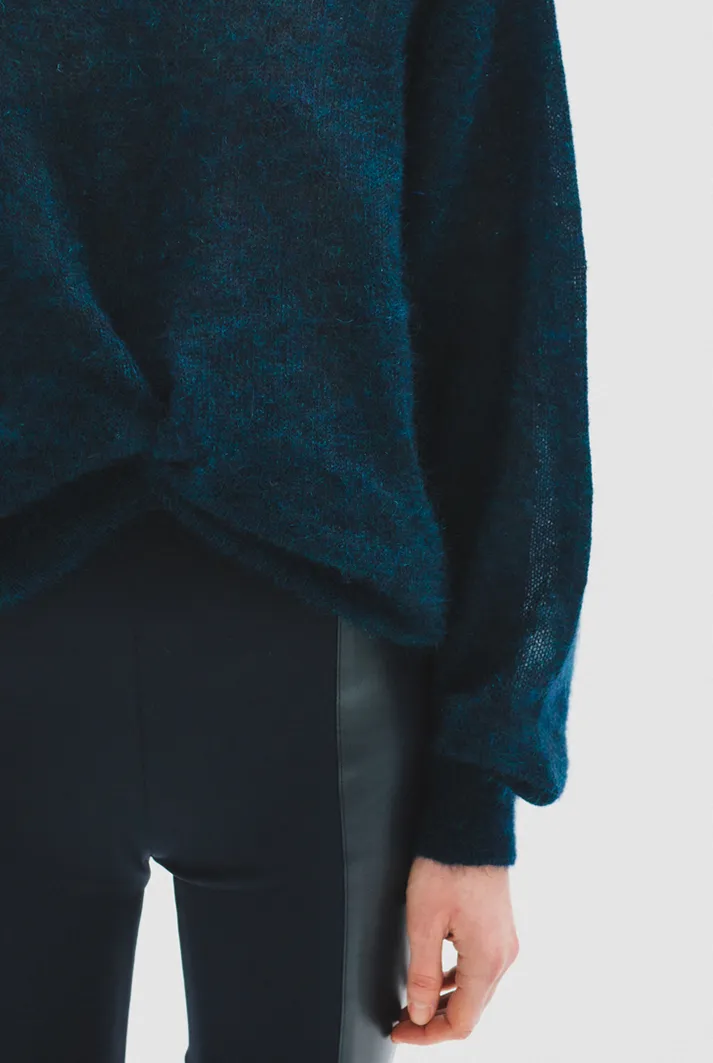 Draped Turtleneck Sweater | Midnight