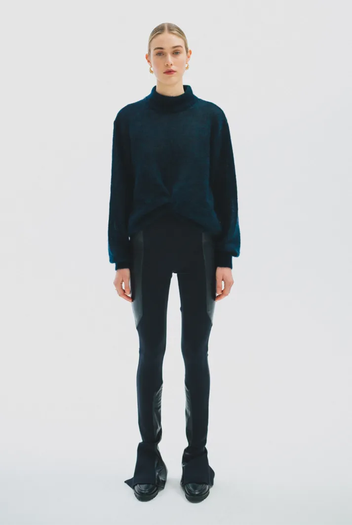 Draped Turtleneck Sweater | Midnight