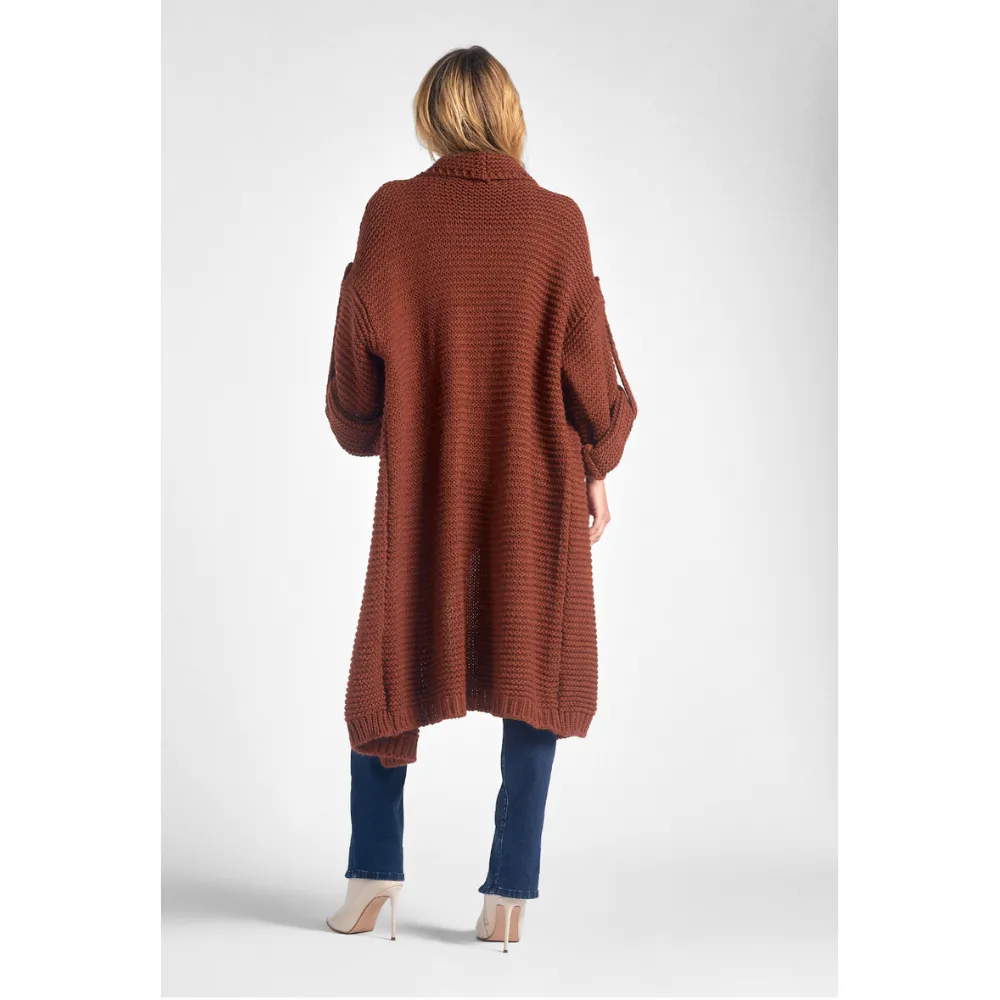 Elan Long Rust Sweater Cardigan (Women's)