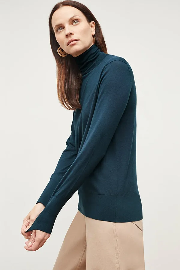 Elizabeth Turtleneck - Silk Jersey :: Deep Sea