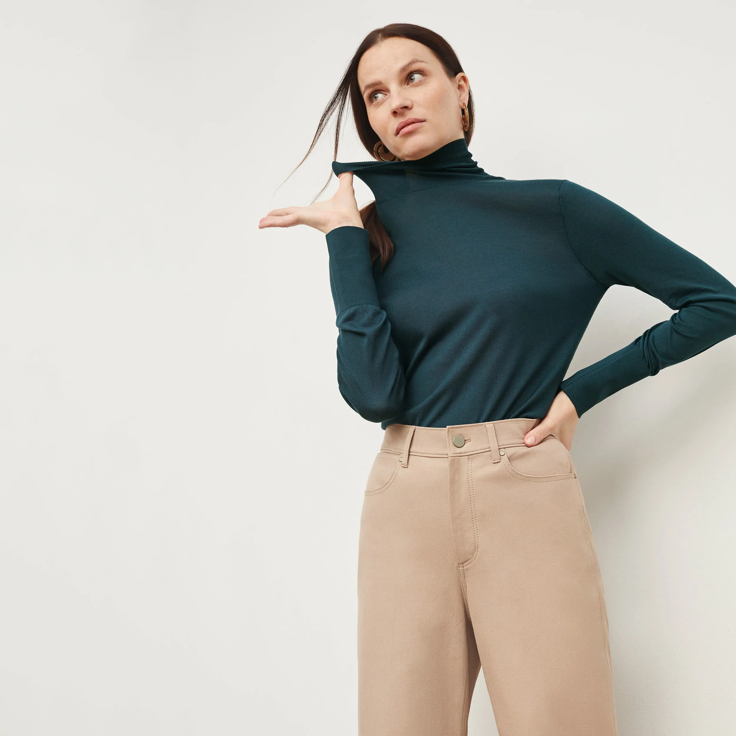 Elizabeth Turtleneck - Silk Jersey :: Deep Sea