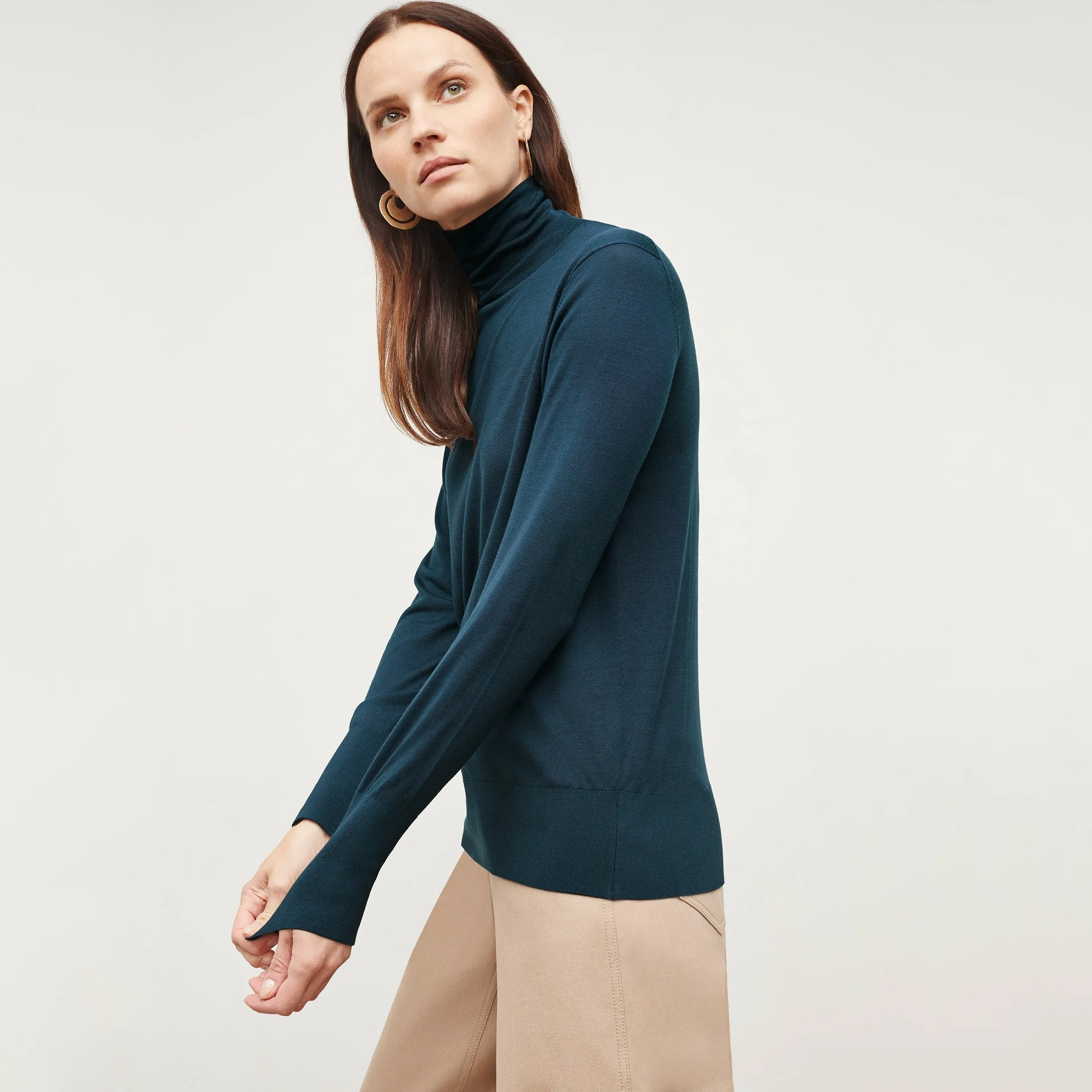 Elizabeth Turtleneck - Silk Jersey :: Deep Sea