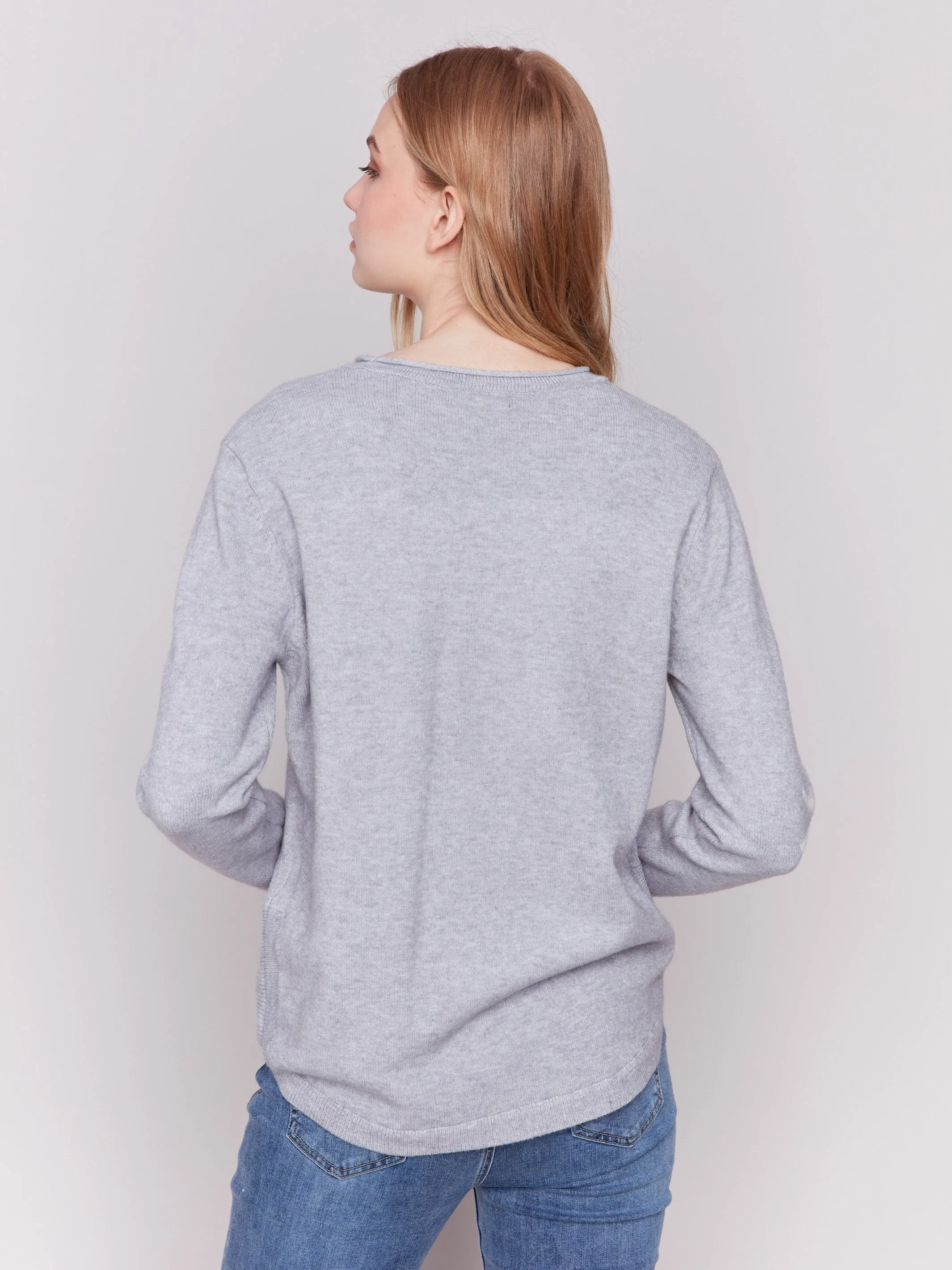 Embroidered Snowflake Sweater - Light Grey