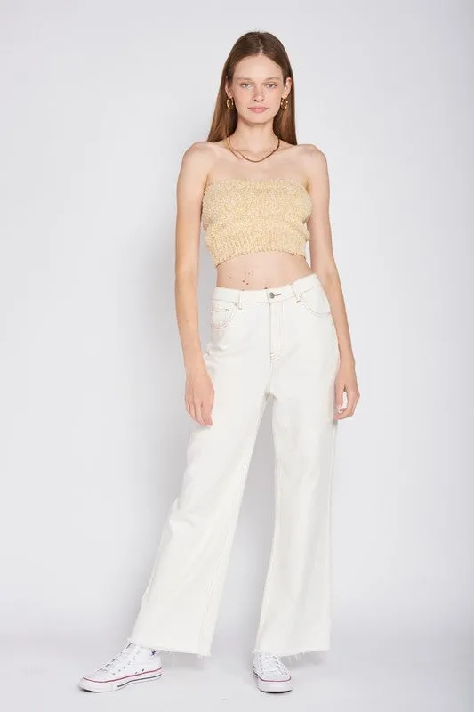 Emory Park ELASTIC WAISTBAND FRINGED TUBE TOP