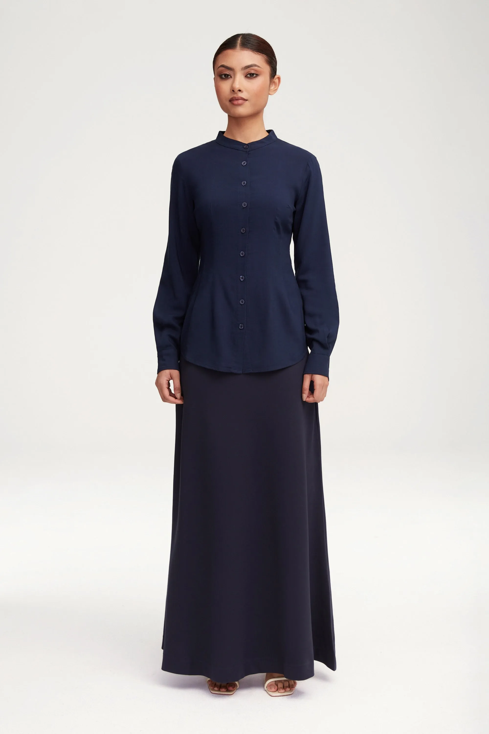 Essential Jersey A-Line Maxi Skirt - Navy Blue