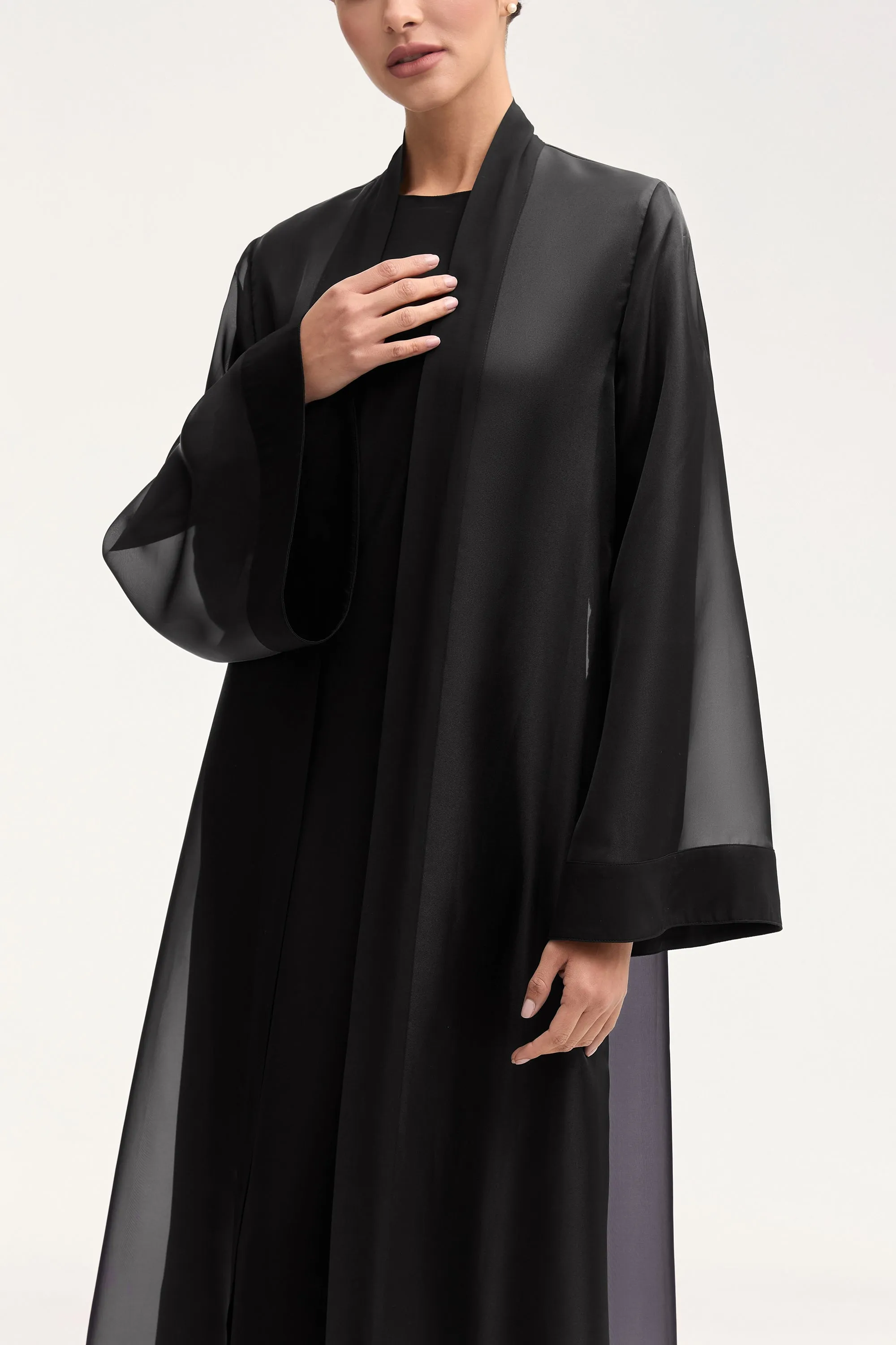 Estee Viscose Open Abaya - Black