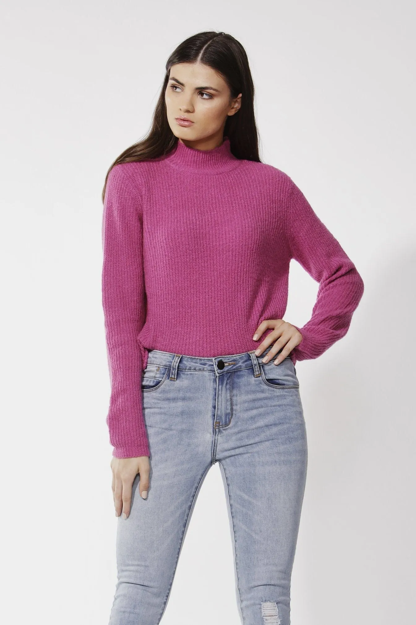 Fate   Becker Marty Turtleneck Knit Jumper in Boysenberry