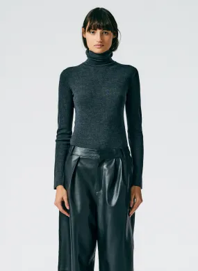 Featherweight Ribbed Sweater Turtleneck Pullover