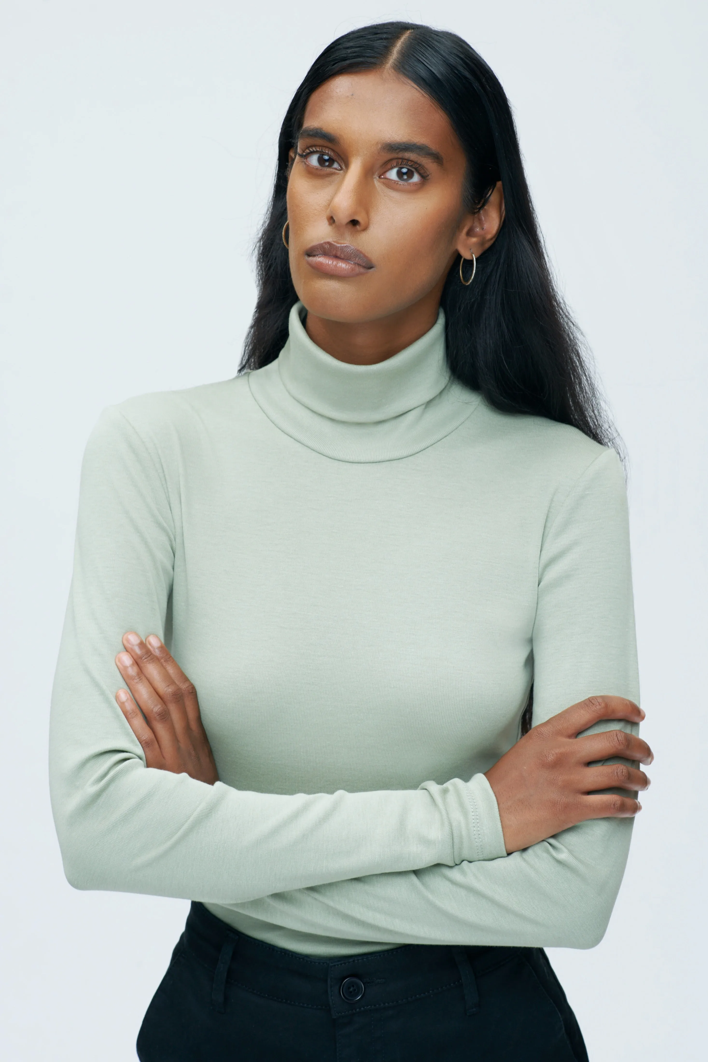 Fitted Turtleneck in Seagrass