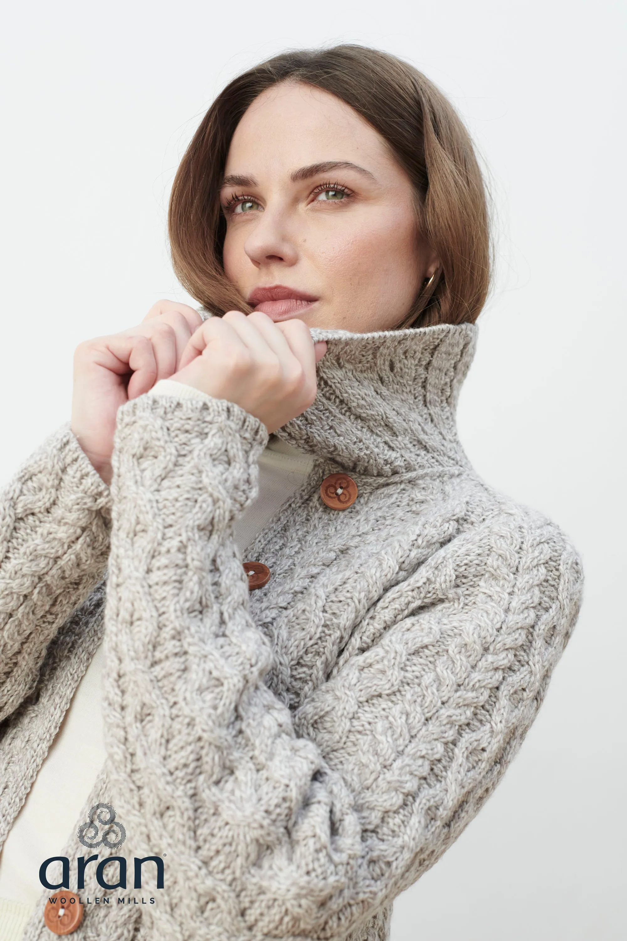 Flared Cardigan with Diamond Stitch Pattern