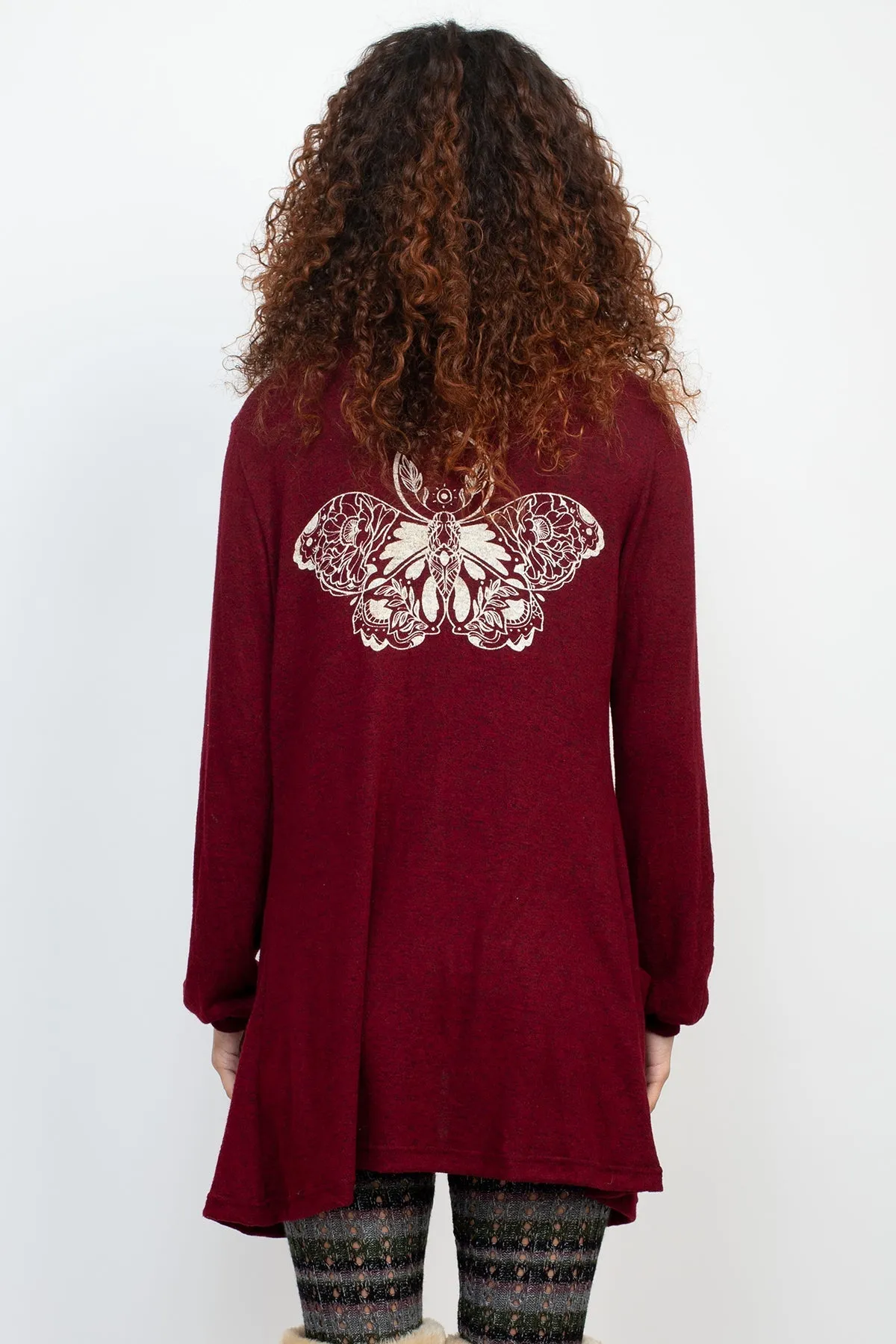 Floral Moth Long Button Cardigan