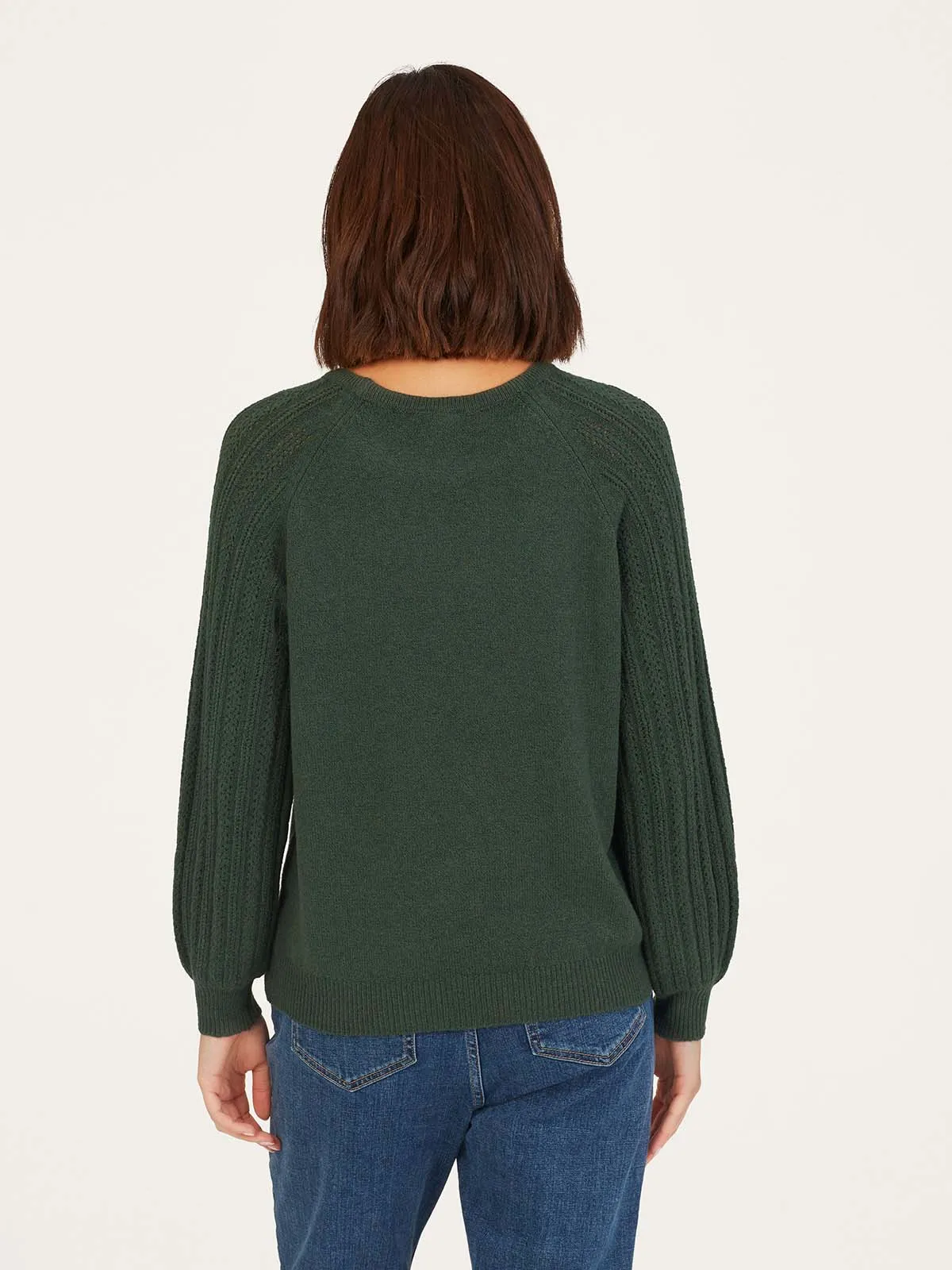 Florna Organic Cotton Fluffy Jumper - Forest Green