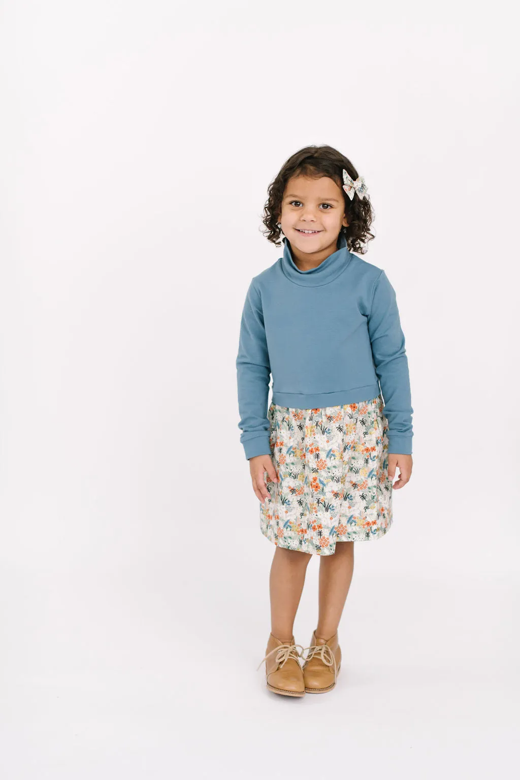 Funnel Sweatshirt Dress in Tide Meadow