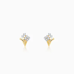 Gold Sprig Diamond Earrings