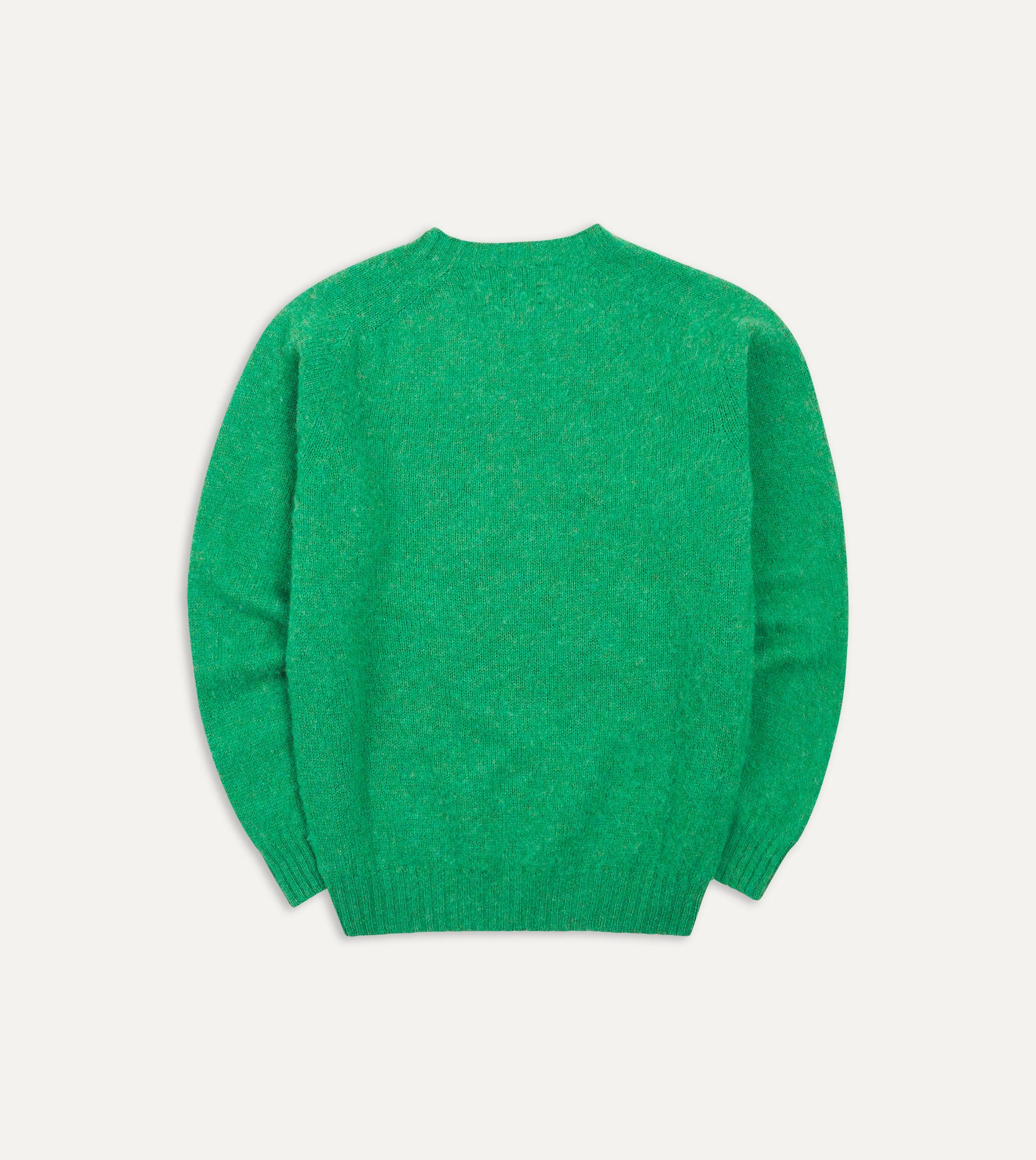 Green Brushed Shetland Crew Neck Jumper