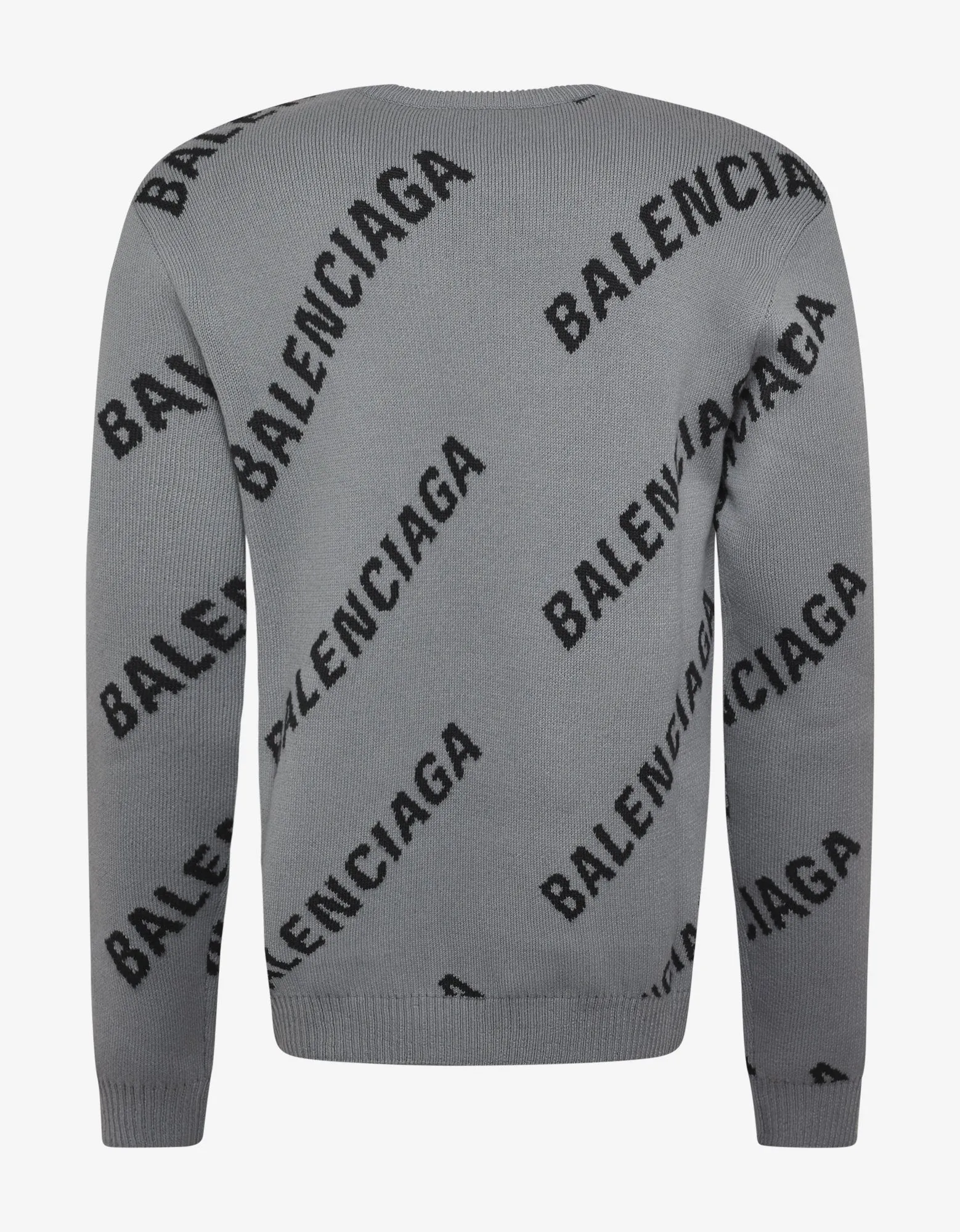 Grey Logo Jacquard Crew Neck Sweater