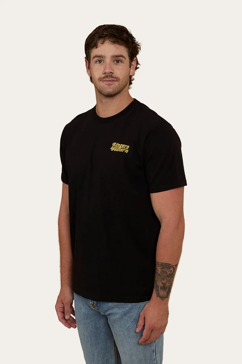 Half Cut Mens Loose Fit T-Shirt - Black