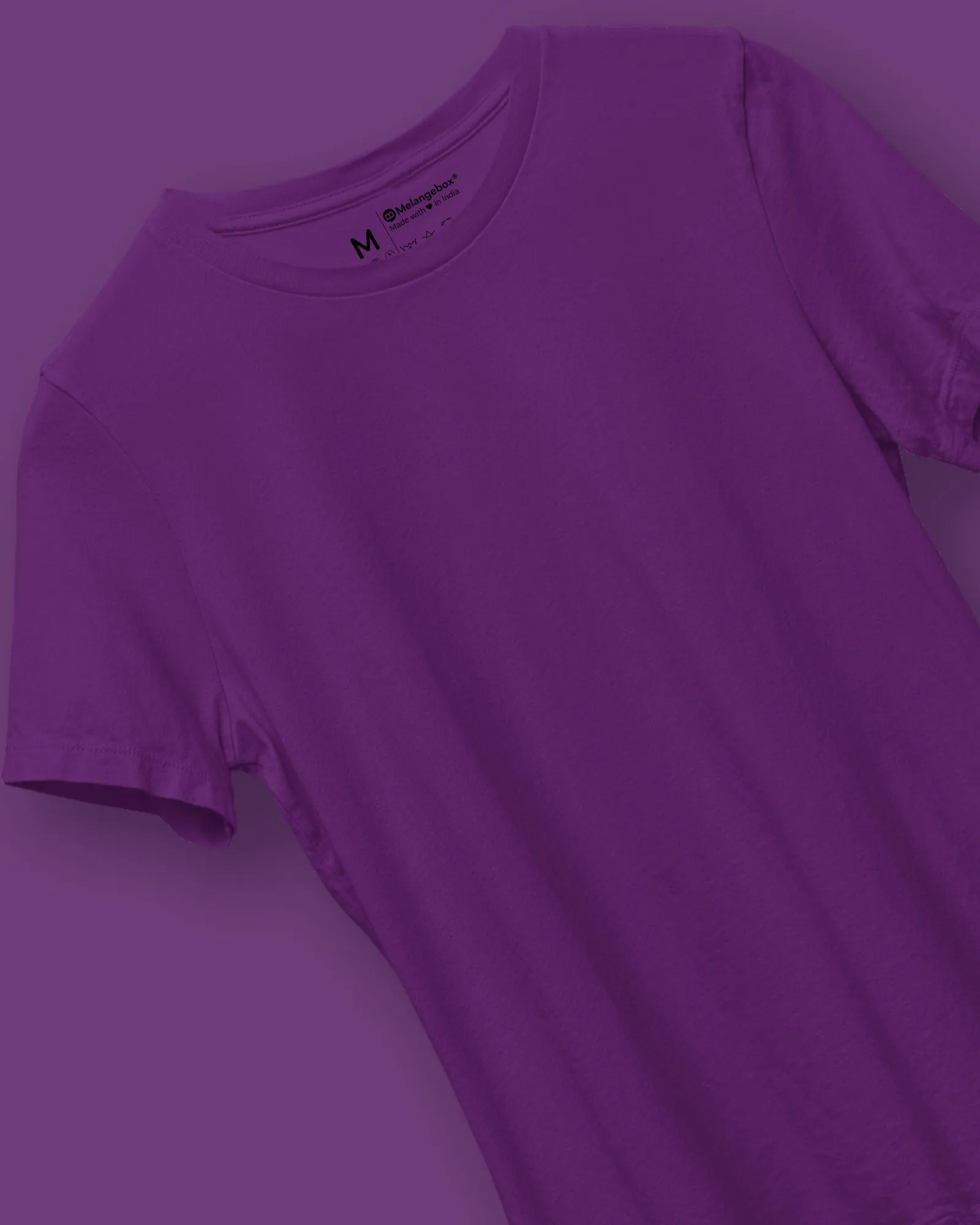 Half Sleeves Crew Neck: Eggplant Purple