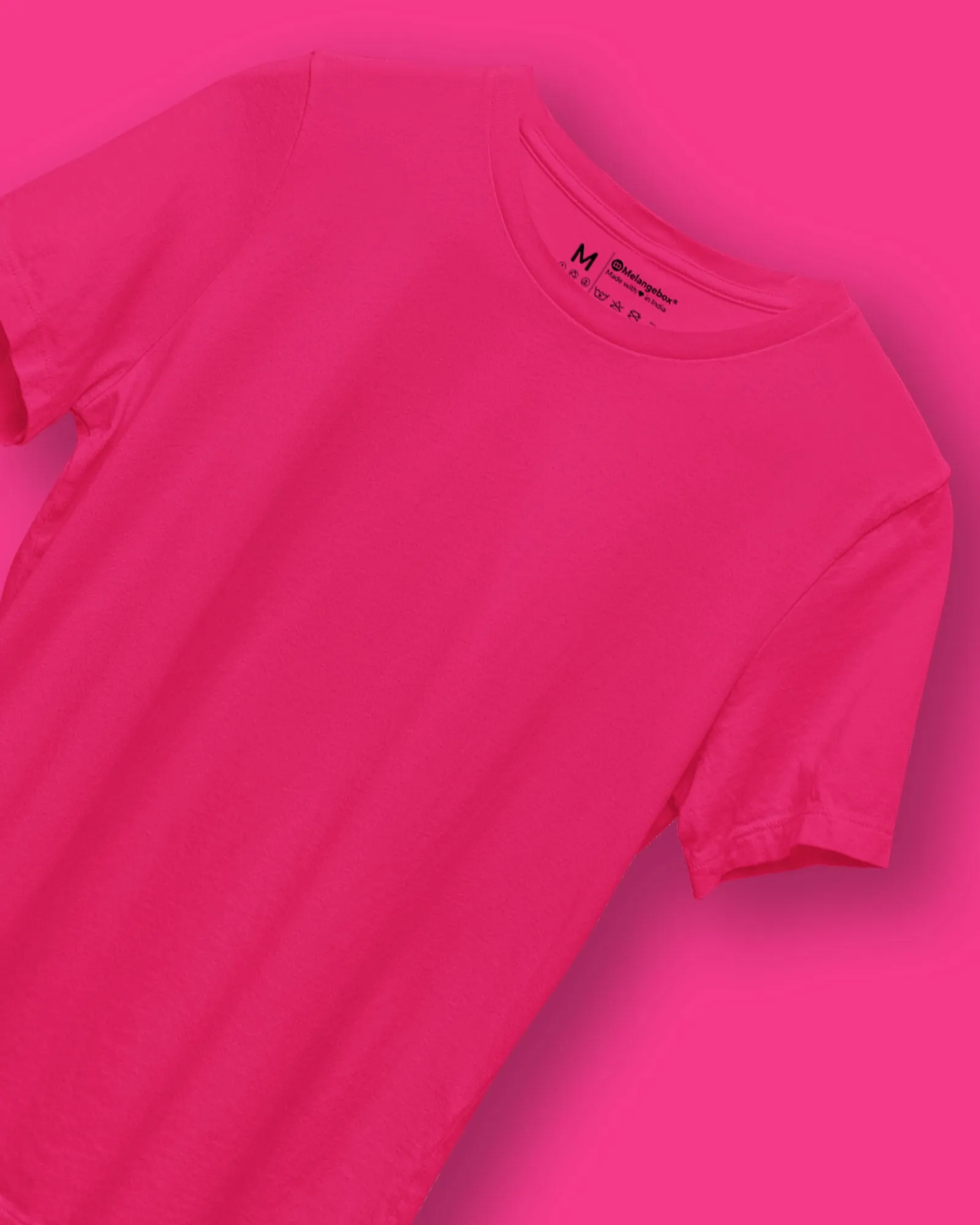 Half Sleeves Crew Neck: Fuchsia