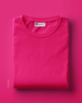 Half Sleeves Crew Neck: Fuchsia