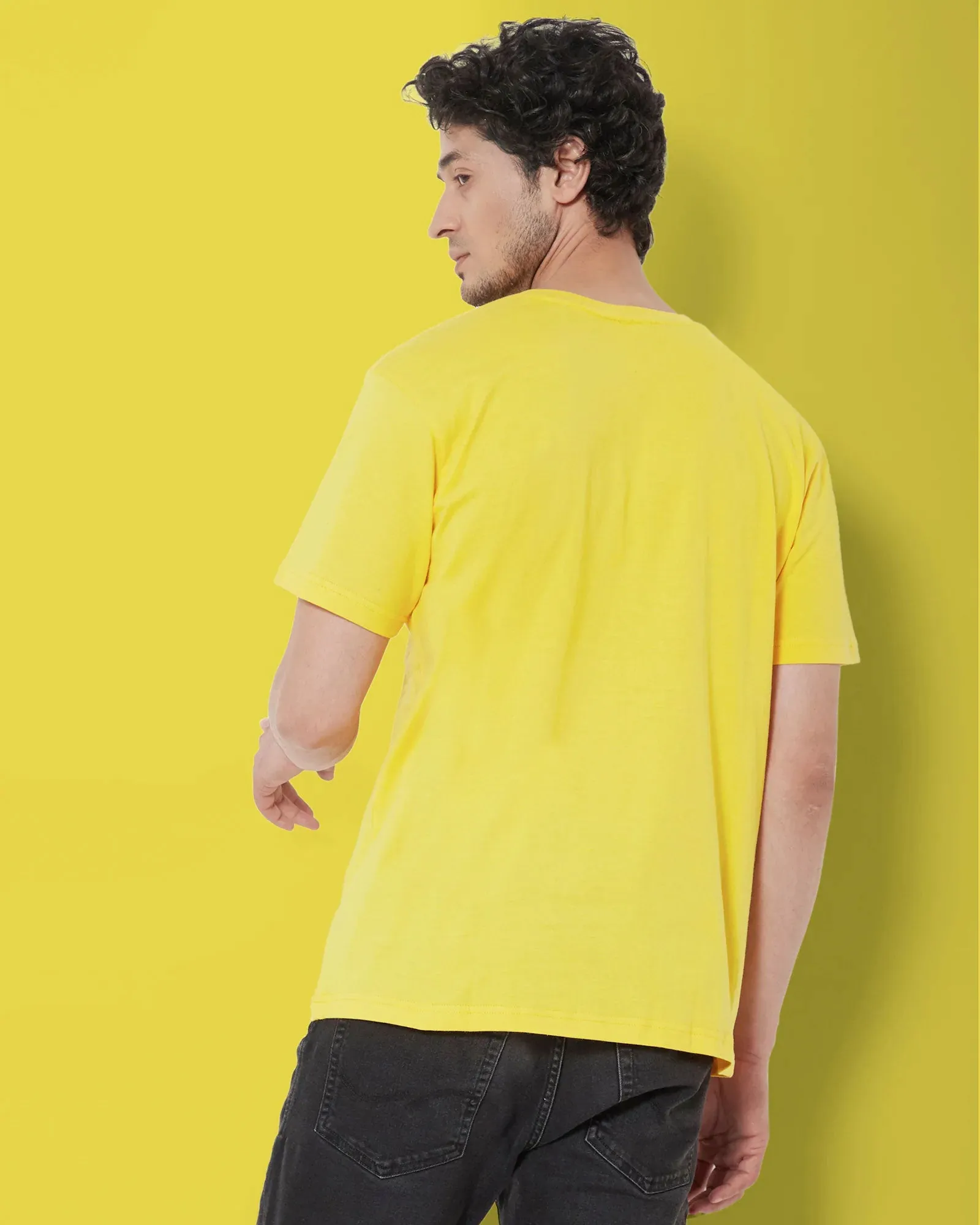 Half Sleeves Crew Neck: Gold Yellow