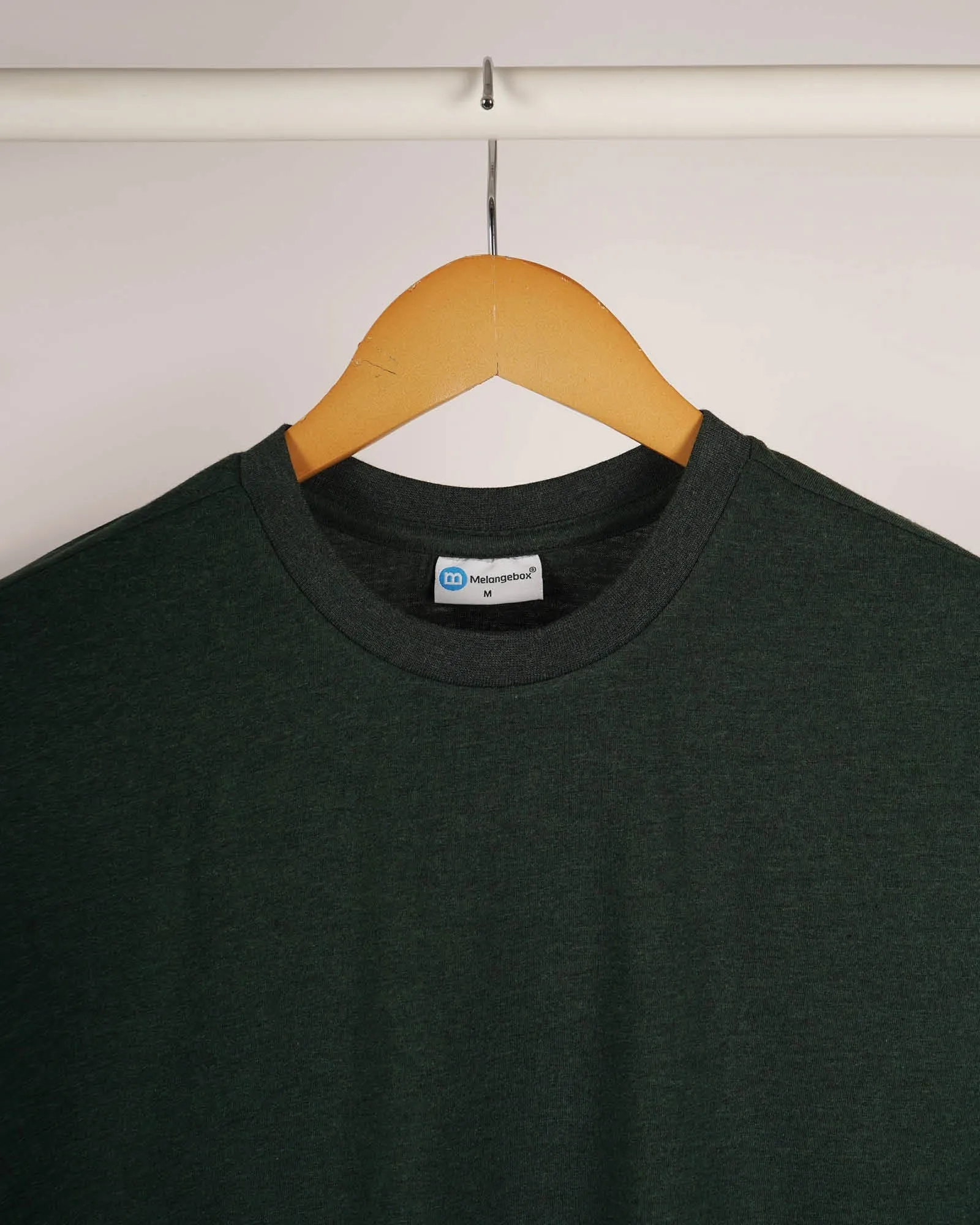 Half Sleeves Crew Neck: Melange Avocado