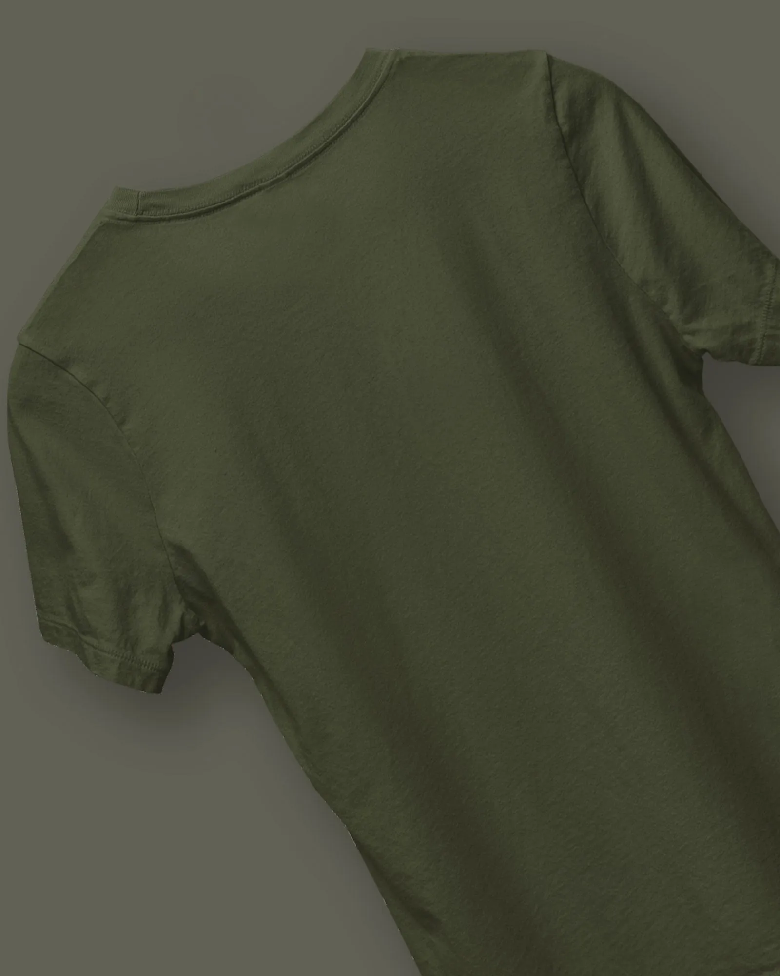 Half Sleeves Crew Neck: Military Green