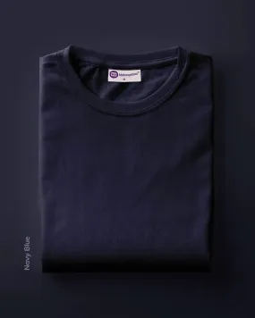 Half Sleeves Crew Neck: Navy Blue