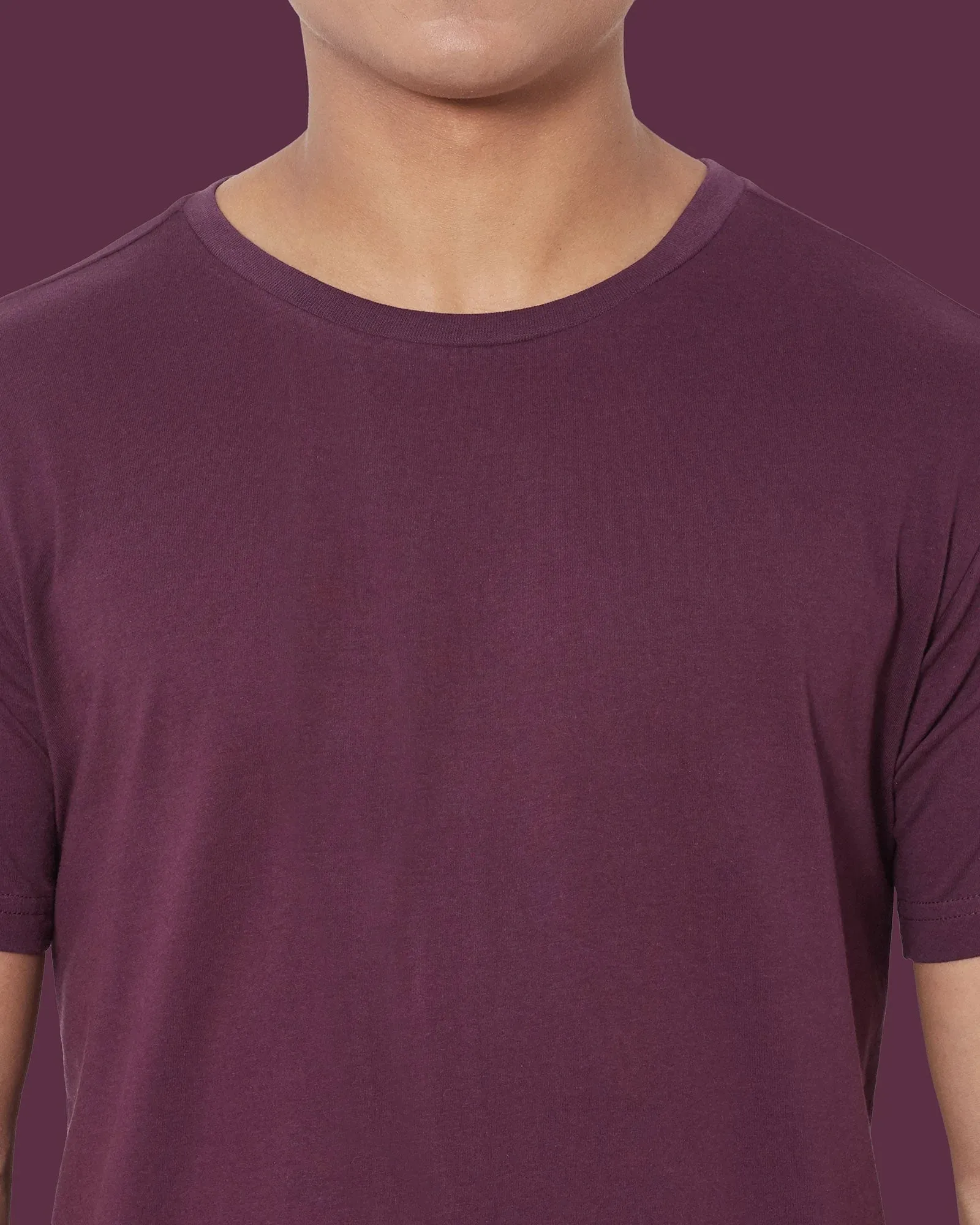 Half Sleeves Crew Neck: Wine